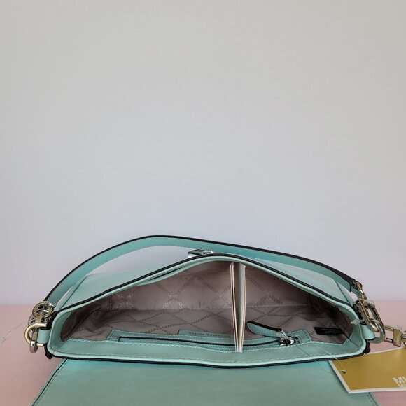 MICHAEL KORS Bradshaw Woven Smooth Leather Convertible Bag- Fair Aqua ⭐ - Picture 15 of 16